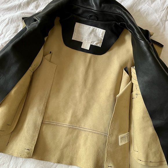 RARE ITEM! H&M x Maison Martin Margiela Unfinished Biker Leather Jacket NWOT - Picture 3 of 9